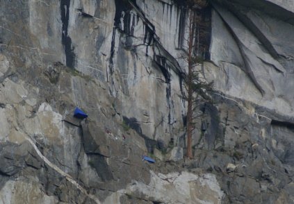 Tent Camp Perched On The Sheer Cliffs Of El Capitan